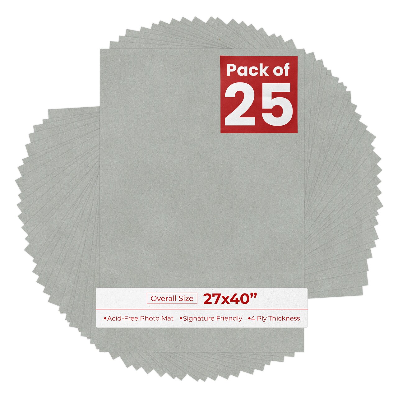 Light Grey Suede 27x40 Uncut Mat Board - Blank Sheets, No Opening